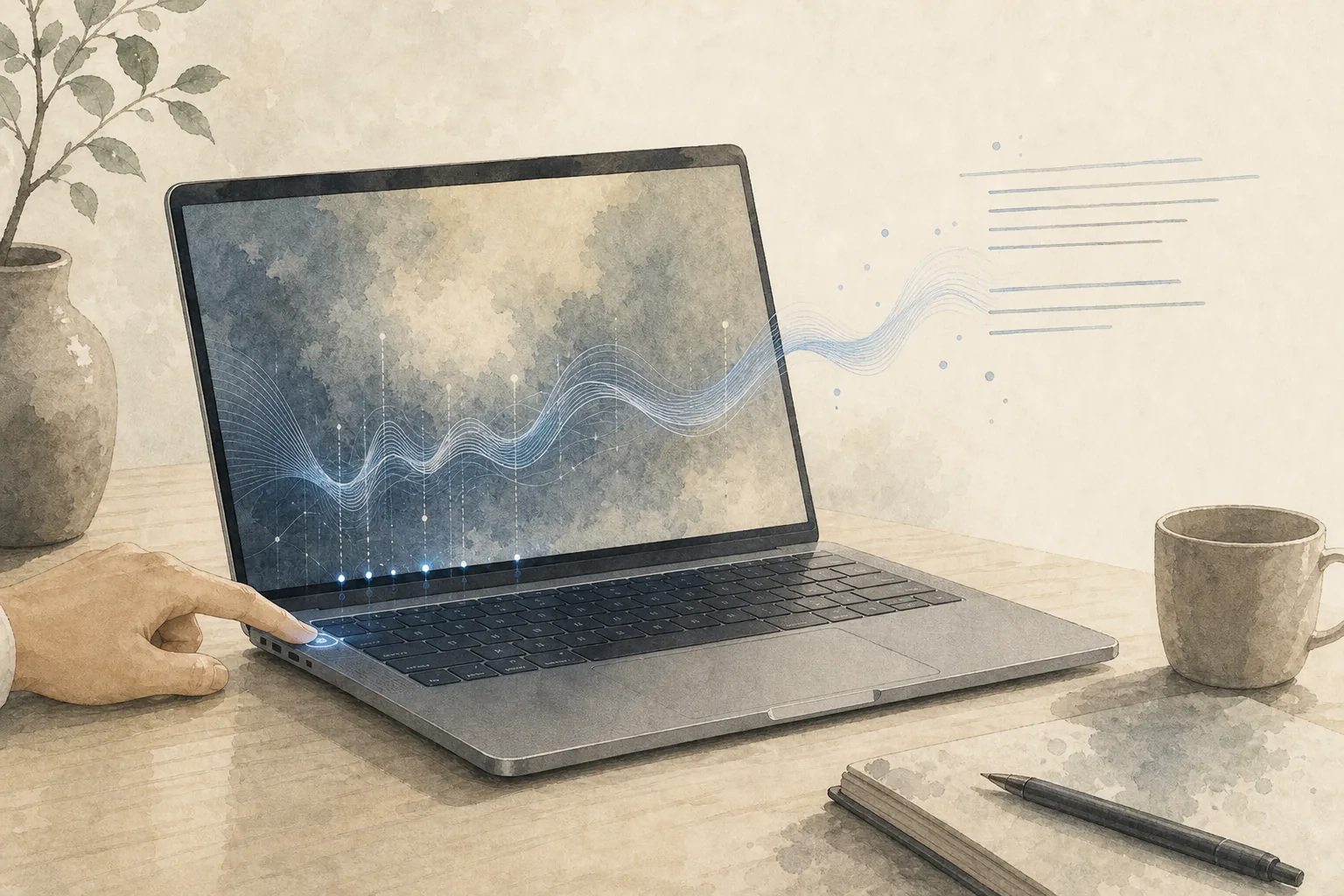 MacBook 上的声音波形变成一段干净文字